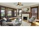 Sun-filled living room featuring a cozy fireplace, large windows, and modern decor at 3140 N Washington Blvd, Indianapolis, IN 46205