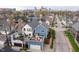 An aerial view showcases this neighborhood home, complete with a rooftop patio and city views at 357 Parkway Ave, Indianapolis, IN 46225