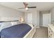 Bedroom featuring a ceiling fan, white trim, neutral walls, and plush carpet at 4333 Ironclad Dr, Bargersville, IN 46106