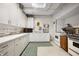 Functional kitchen with white cabinets, laminate countertops, and essential appliances including a vintage stove at 840 Cottage Ave, Indianapolis, IN 46203
