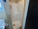 Bathroom showcasing shower with plastic surround at 9218 Wind River Ct, Indianapolis, IN 46234