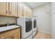 Functional laundry room equipped with washer, dryer, sink, and ample cabinet storage at 12907 Shiraz Ln, Fishers, IN 46037
