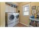 Well-organized laundry room with washer, dryer, and ample storage cabinets for convenience at 14910 Declaration Dr, Westfield, IN 46074