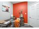 Cozy office space featuring a rustic desk, creative decor, and a bright accent wall at 17302 Graley Pl, Westfield, IN 46074