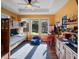 This cheerful bedroom features a large window, bunkbed, desk and stylish decor at 1995 Brookfield Ct, Columbus, IN 47201