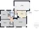 Upstairs floor plan showcasing the layout of the living room, kitchen, bedrooms, and bathroom at 301 E 34Th St, Anderson, IN 46013