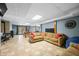 Spacious finished basement with tile floors, wood burning fireplace, and pool table at 3331 Daniel St, Mooresville, IN 46158