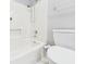 Clean bathroom with a shower-tub combo and toilet at 3629 Woodglen Way, Anderson, IN 46011