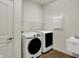 Well-equipped laundry room with modern washer and dryer with stainless steel sink at 5309 Spyglass Dr, Whitestown, IN 46075