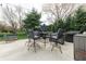 Outdoor patio with comfortable seating, including chairs with blue floral cushions at 6081 Boulder Ct, Columbus, IN 47201