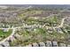 Scenic aerial view of a residential neighborhood with mature trees, well-kept lawns, and a golf course in the distance at 621 Foxboro Dr, Avon, IN 46123