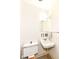 Bathroom area with a toilet, small sink, mirror, and a fresh green succulent at 80 S Richland Ave, Carmel, IN 46032