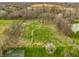 Expansive aerial view showcases the property's walking path, tennis court, and pond at 8155 Hunt Club Rd, Zionsville, IN 46077