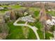Aerial shot showcasing the expansive property, complete with a pool, tennis court, and beautifully landscaped grounds at 8155 Hunt Club Rd, Zionsville, IN 46077