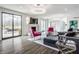 Bright living room with fireplace, hardwood floors, modern furnishings, and seamless indoor-outdoor flow at 8155 Hunt Club Rd, Zionsville, IN 46077
