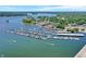 Aerial view of the marina and waterfront with boats docked, showcasing the recreational area at 10235 Normandy Way, Fishers, IN 46040