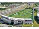Aerial view of Topgolf facility, offering entertainment and recreational activities near the highway at 10235 Normandy Way, Fishers, IN 46040