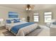 Beautifully virtually staged primary bedroom with decor and large windows at 13858 Meadow Lake Dr, Fishers, IN 46038