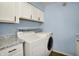 Convenient laundry area with modern washer, dryer, and stylish countertops for added functionality at 1457 Biloxi Ln, Beech Grove, IN 46107