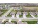 Aerial view of a suburban neighborhood with tree-lined streets and well-kept lawns at 19283 Donelson Ln, Westfield, IN 46062