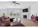 Stylish living room featuring a cozy fireplace, large windows, and modern decor at 19283 Donelson Ln, Westfield, IN 46062