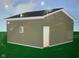A detached garage with a white side entry door is perfect for a workshop or extra storage space at 2352 Stuart St, Indianapolis, IN 46218