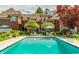 Close up of the stunning in-ground pool with crystal clear water and patio seating at 290 Breakwater Dr, Fishers, IN 46037