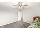Bright bedroom with ceiling fan and neutral walls provides a serene and inviting atmosphere at 474 Pekin Way, Pendleton, IN 46064
