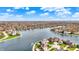 Beautiful aerial view of a lakeside community featuring lush greenery and scenic water views at 4883 Snowberry Bay Ct, Carmel, IN 46033