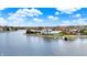 Aerial view of a waterfront home boasting a private dock for easy boat access on the water at 4883 Snowberry Bay Ct, Carmel, IN 46033