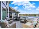 Inviting outdoor deck area furnished with comfortable seating and a view of the tranquil lake at 4883 Snowberry Bay Ct, Carmel, IN 46033