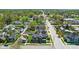 Aerial view of a residential neighborhood with tree-lined streets and well-maintained lawns at 516 S 10Th St, Noblesville, IN 46060