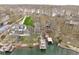 Aerial view of a lakefront homes surrounded by dense trees at 6948 Eagle Dr, Nineveh, IN 46164
