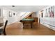 Spacious game room features a pool table, staircase, and a 'Music' sign at 6948 Eagle Dr, Nineveh, IN 46164