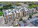 Overhead shot of townhomes, highlighting their distinctive architectural designs, landscaping, and neighborhood layout at 741 Bates St, Indianapolis, IN 46202