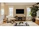 Cozy living room features a flat-screen TV, decorative furniture, and a large potted plant at 7613 W Stonegate Dr, Zionsville, IN 46077