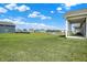 Expansive backyard view features a well-maintained lawn, neighborhood views and a serene pond with a fountain at 8570 Hudson Way, Brownsburg, IN 46112