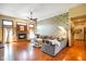 Inviting living room with a brick fireplace and modern decor at 8890 N Pennington Rd, Mooresville, IN 46158