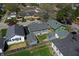 Aerial view of residential homes showcasing the property's layout, roofing, and proximity to surrounding neighborhood at 1125 N Colorado Ave, Indianapolis, IN 46201