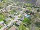 Wide aerial view of residential neighborhood showcasing tree-lined streets and backyard swimming pools at 11423 Mutz Cir, Indianapolis, IN 46229