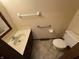 Cozy half bathroom with a vanity, toilet, and accessibility bars at 1235 Cottonwood Ct, Carmel, IN 46033
