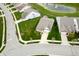 Aerial view showcasing the landscaped yards and street of the community at 12914 Shiraz Ln, Fishers, IN 46037