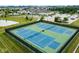 Aerial view of tennis courts surrounded by lush greenery, offering a great space for sports and recreation at 12914 Shiraz Ln, Fishers, IN 46037