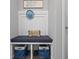 Functional mudroom with built-in bench, storage, and stylish decor at 1305 Bontrager Ln, Shelbyville, IN 46176