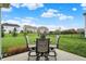 Manicured backyard featuring a table and chairs on the patio and well maintained lawn at 16758 Bingham Dr, Westfield, IN 46074