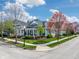 A beautifully landscaped home on a corner lot, showcasing its architectural details and curb appeal in a neighborhood setting at 2197 Duke Of York St, Carmel, IN 46032