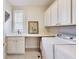 Well-lit laundry room with sink, counter space, and modern appliances at 2197 Duke Of York St, Carmel, IN 46032