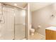 Basement bathroom with stand-up shower and wood vanity at 559 Hythe Way, Westfield, IN 46074