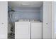 Convenient laundry room with washer and dryer, shelf, and utility connections at 6259 Bishops Pond Ln, Indianapolis, IN 46268