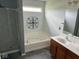 Bright bathroom features a soaking tub, glass shower and double sink vanity at 6479 Enclave Blvd, Greenwood, IN 46143